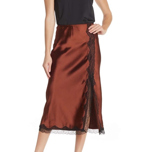 Topshop Dresses & Skirts - Top shop lace satin midi skirt